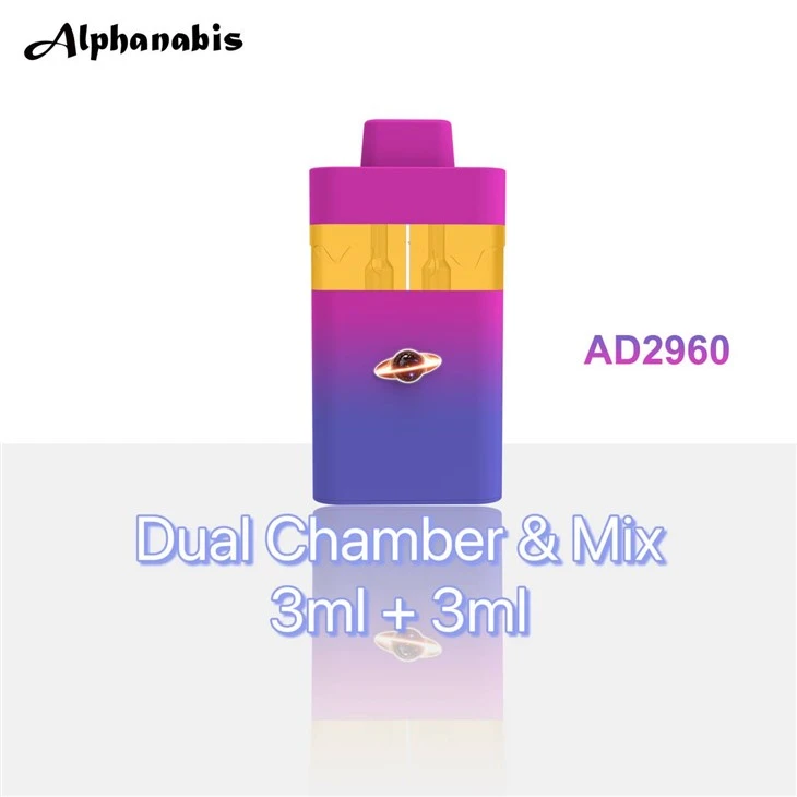 Dual Tank 6ml 3+3 Big Capacity Disposable Vape For CBD THC D8 D9 D10