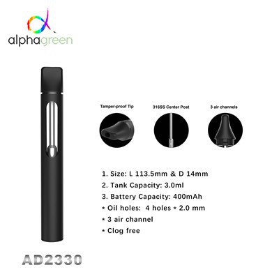 2G No-clog Tamper-proof 일회용 Vape 펜